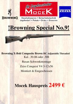 Browning X-Bolt Composite Brown HC Adjustable Threaded, mit Zeiss Conquest V4 3-12x56 